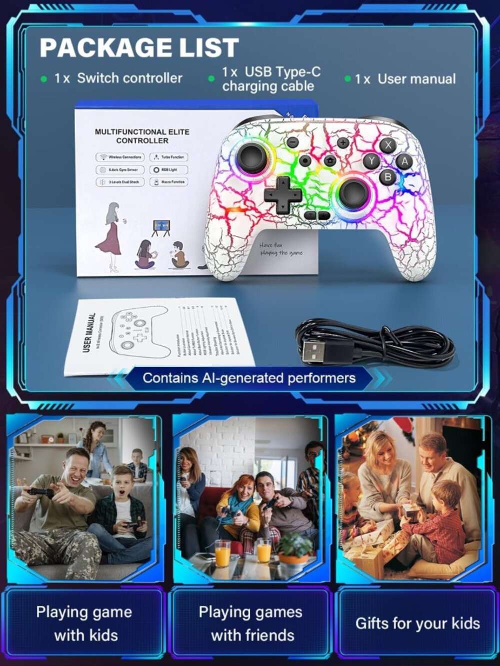 Wireless Switch Controller for Nintendo Switch/OLED/Lite - 1000mAh, LED Lights - Picture 8 of 8